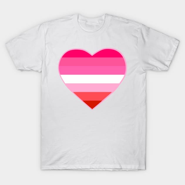 Pride Flag Heart Lipstick Lesbian T-Shirt by VanumChan